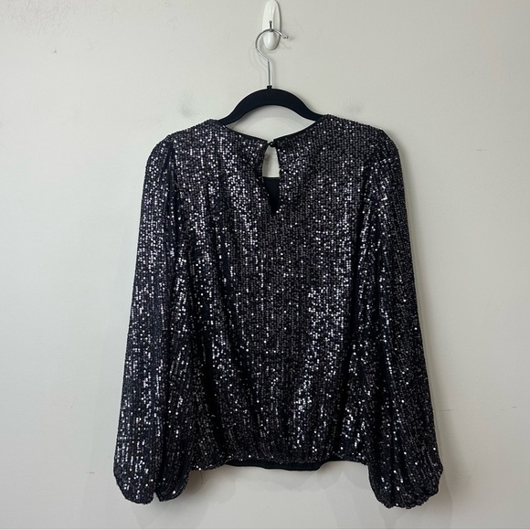 Anthropologie Flat Whit Sequin Top Carbon - Picture 4 of 7